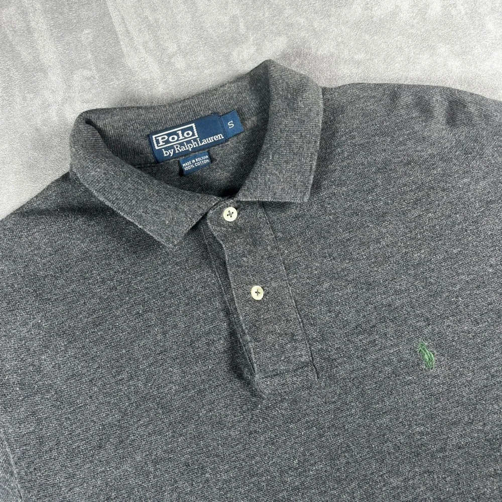 Polo Ralph Lauren Mens Small Gray Cotton Short Sleeve Pony Logo Polo Shirt